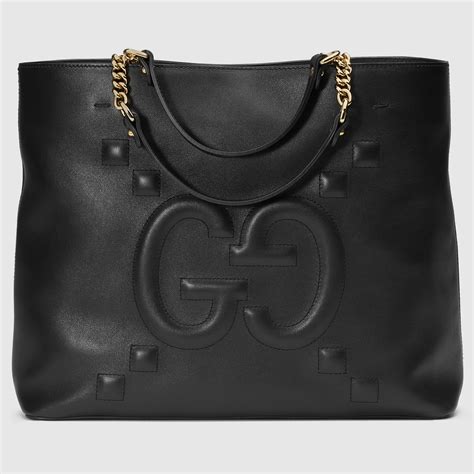 gucci shopper leather tote|gucci embossed leather tote bag.